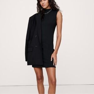 Theory Black Sheath Mini Dress Mock Neck